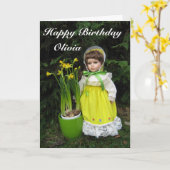 Happy Birthday Olivia Karte (Gelbe Blume)
