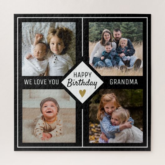 Happy Birthday Oma 4 Foto Collage Puzzle (Vertikal)