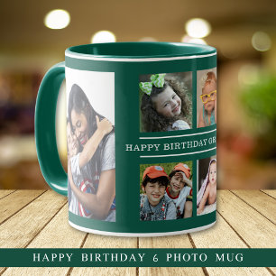 Happy Birthday Oma 6 Foto Collage Green Tasse