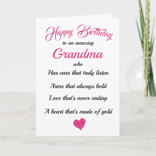 Happy Birthday Oma Black Pink Typografy Card Karte (Vorderseite)