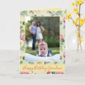 Happy Birthday Oma Floral Foto Karte (Gelbe Blume)