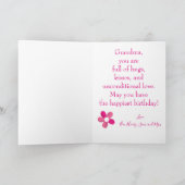 Happy Birthday Oma Foto Blumenhintergrund Karte (Innenseite)