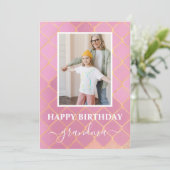 Happy Birthday Oma Foto Card Feiertagskarte (Stehend Vorderseite)