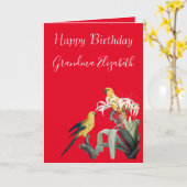 Happy Birthday Oma Parrots Karte (Gelbe Blume)