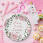 Happy Birthday Oma Pink Floral Party Pappteller (Party)