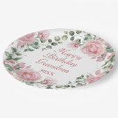 Happy Birthday Oma Pink Floral Party Pappteller (Schrägansicht)