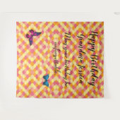 Happy Birthday Oma Scallops Schmetterlingsmuster Wandteppich (Vorderseite (Horizontal))