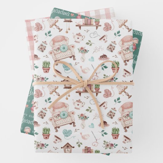 Happy Birthday Oma Wrapping Paper Sheets Geschenkpapier Set (Beispiel)
