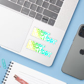 Happy Birthday Ombre Custom Cut Aufkleber (Laptop mit iPhone)
