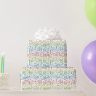 Happy Birthday Ombre Gradient Handschrift Geschenkpapier