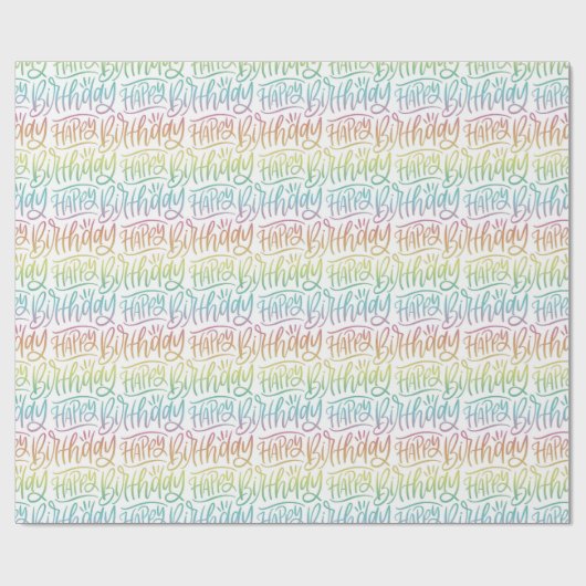 Happy Birthday Ombre Gradient Handschrift Geschenkpapier (Flach)