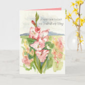 Happy Birthday on Valentine's Day Gladiola Flower Karte (Gelbe Blume)