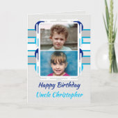 Happy Birthday Onkel blaues und graues Foto Karte (Vorderseite)