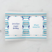 Happy Birthday Onkel blaues und graues Foto Karte (Innenseite)