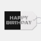 Happy Birthday Op Art Minimal Schwarz-weiß Geschenkanhänger (Vorderseite (Horizontal))