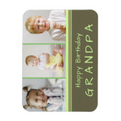 Happy Birthday Opa Foto Collage Green Magnet (Vertikal)