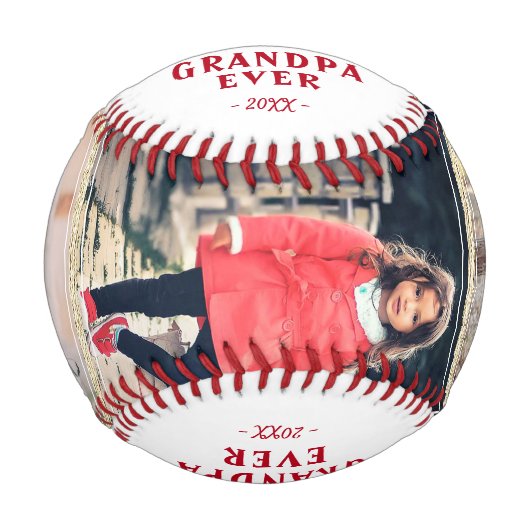 Happy Birthday Opa Rustic 3 Foto Collage Baseball (Vorderseite)