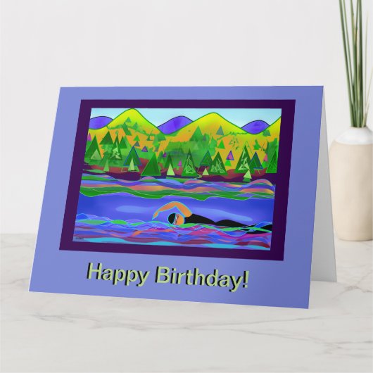 Happy Birthday Open Water Swim Card Karte (Vorderseite)