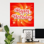 Happy Birthday Orange Background Poster (Heimbüro)