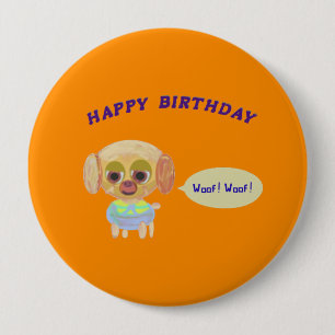 Happy Birthday Orange Button