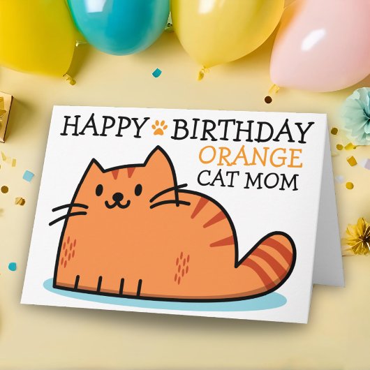Happy Birthday Orange Cat Mama Karte