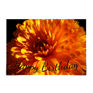 "Happy Birthday" Orange Chrysanthemum Card Karte