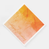 Happy Birthday Orange Designer Serviette (Ecke)