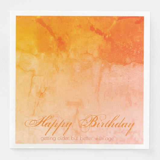 Happy Birthday Orange Designer Serviette (Vorderseite)