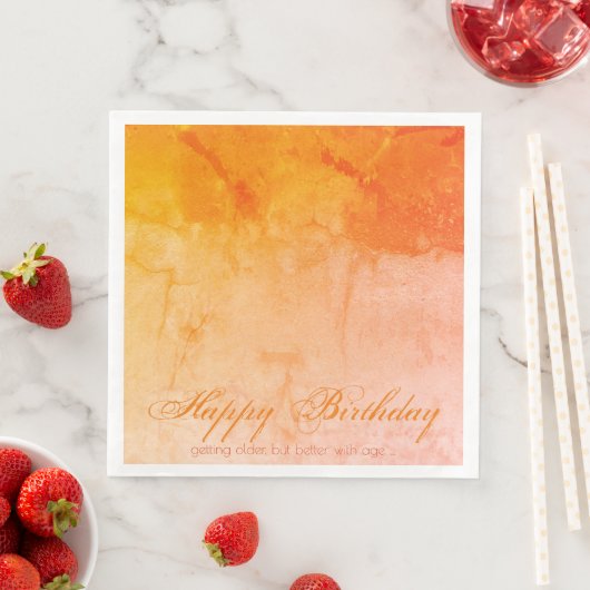 Happy Birthday Orange Designer Serviette (Beispiel)
