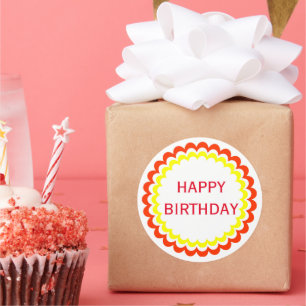 Happy Birthday orange gelb Runder Aufkleber