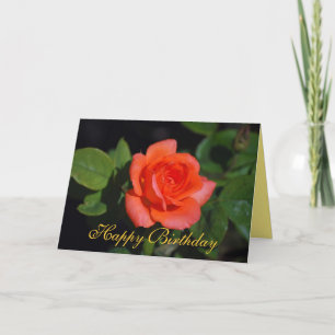 Happy Birthday Orange Grandiflora Rose Card Karte