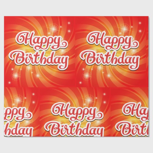Happy Birthday Orange Hintergrund Geschenkpapier (Flach)