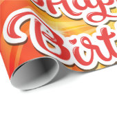 Happy Birthday Orange Hintergrund Geschenkpapier (Rolleneckpunkt)
