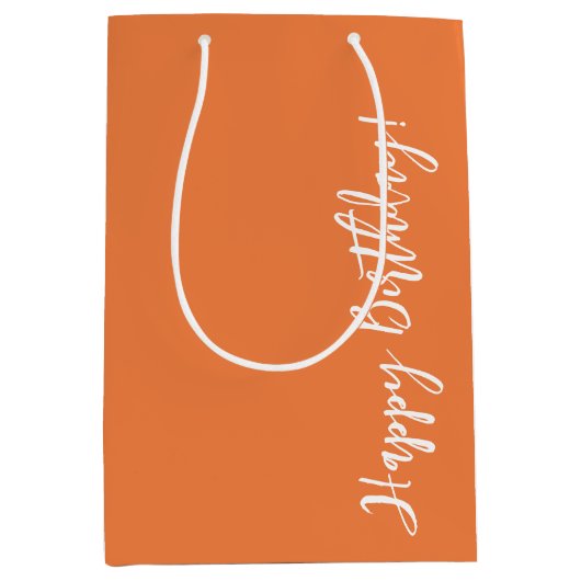 Happy Birthday Orange Mittlere Geschenktüte (Vorderseite)