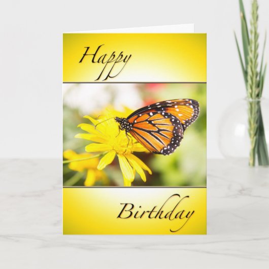 Happy Birthday Orange Monarch Butterfly Card Karte (Vorderseite)