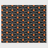 Happy Birthday Orange Pickleballs on Black Geschenkpapier (Flach)