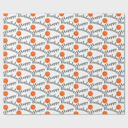 Happy Birthday Orange Pickleballs on White Geschenkpapier (Flach)