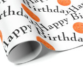 Happy Birthday Orange Pickleballs on White Geschenkpapier (Rolleneckpunkt)