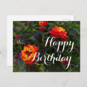 Happy Birthday Orange Red Trailing Lantana #1 Post Postkarte (Vorne/Hinten)