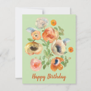 Happy Birthday Orange Spring Flowers Mitteilungskarte