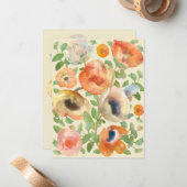 Happy Birthday Orange Spring Flowers Mitteilungskarte (Vorderseite/Rückseite Beispiel)