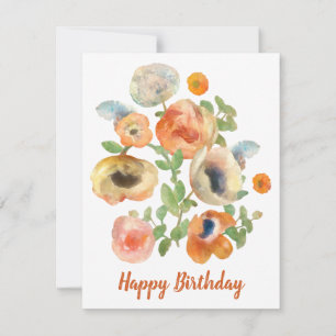Happy Birthday Orange Spring Flowers Mitteilungskarte