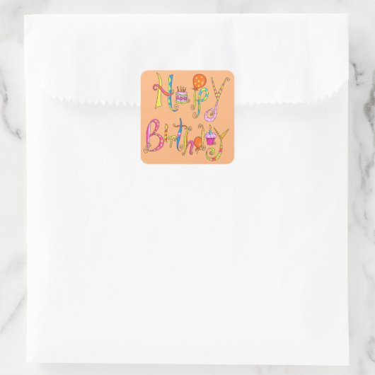 Happy Birthday Orange Sticker (Tasche)