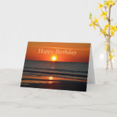 Happy Birthday Orange Sunrise am Strand Karte (Gelbe Blume)