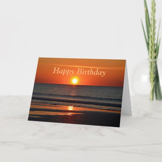Happy Birthday Orange Sunrise am Strand Karte (Vorderseite)