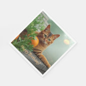 Happy Birthday Orange Tabby Cat Serviette (Ecke)