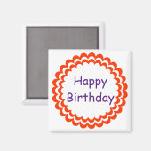 Happy Birthday Orange Violet Magnet (Vorderseite/Rückseite)