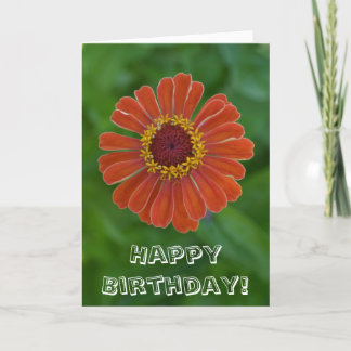 Happy Birthday Orange Zinnia Blume Blüte Karte