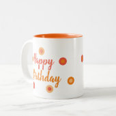 Happy Birthday Orange Zweifarbige Tasse (Vorderseite Links)