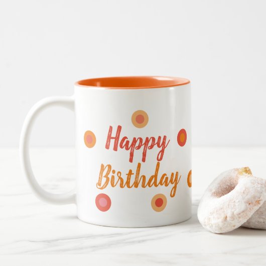 Happy Birthday Orange Zweifarbige Tasse (Mit Donut)